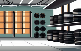 Different types of tires neatly stored in a clean