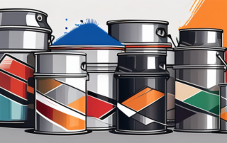 Various car paint cans in different colors