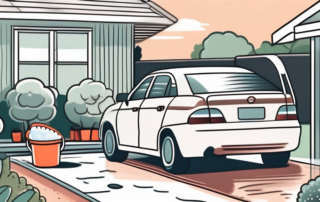 A car being washed on a driveway