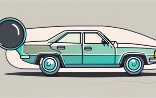 A car with a magnifying glass hovering over it