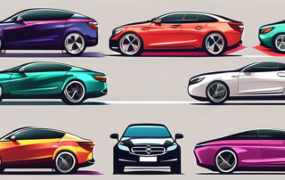 Several cars in various vibrant colors