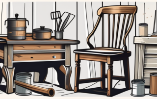 Vintage furniture with peeling paint