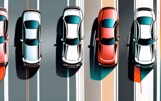 Several cars in different colors lined up