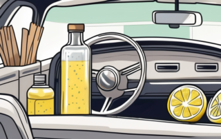 A variety of natural cleaning supplies like lemon