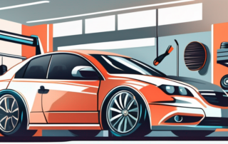 A high-quality car polishing machine with various car detailing tools around it