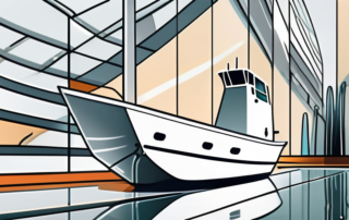 A glossy gfk (glass-fiber reinforced plastic) boat gleaming in the sunlight after being polished