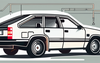 A volvo 940 car with highlighted areas indicating common weak points such as the engine