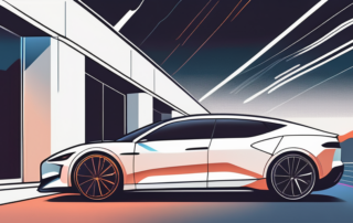 A sleek car with a vibrant