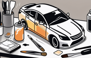 A car headlight being painted from the inside