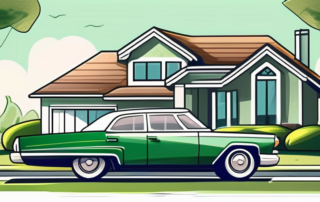 A private car with a 'for sale' sign hanging on it