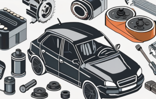 Various car parts such as an engine