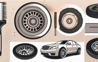 A car wheel with a brake disc and a brush
