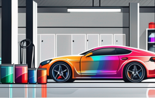 A variety of car paint cans with different vibrant colors