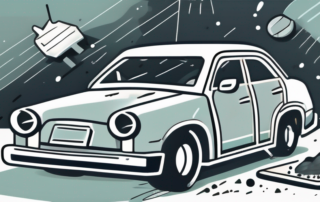 A car with visible dents from hailstones