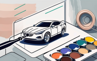 A car with a magnifying glass hovering over its paint