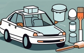 A car with half of it smoothly covered with 2k putty