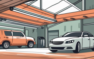 A car parked safely inside a garage