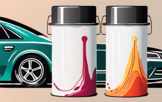 Various car paints in different shades and finishes