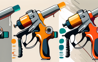 Several types of spray guns for paint