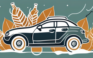 An open car with a beer bottle spilled on the back seat