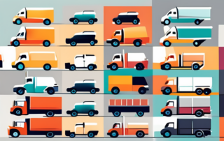 Different types of trucks in various vibrant colors