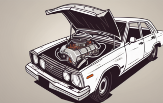 A car with an open hood