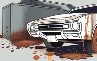 A car with visible rust patches on its body