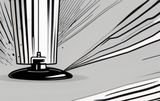 A spray can with black paint spraying out