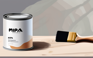 A can of mipa kunstharzlack paint with a paintbrush next to it