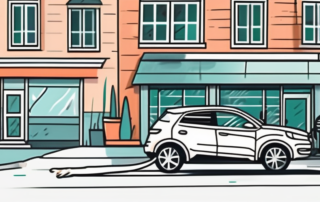 A car with a visible scratch being fixed with a touch-up paint pen