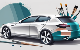 A car in the process of being painted