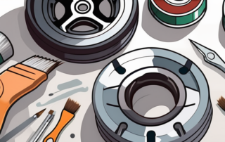 A brake caliper being painted