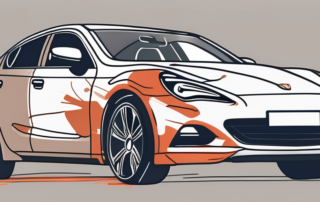 A car with a noticeable scratch being repaired with a touch-up paint pen