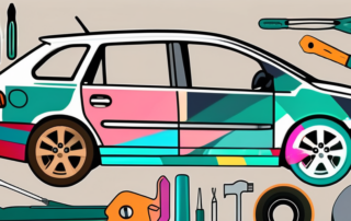 A car mid-process of being wrapped