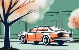 A car parked under a tree with visible tree resin spots on it