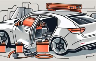 A car with an open hood