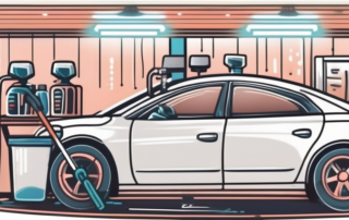 A car being detailed at a local car wash