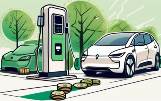 An electric car plugged into a charging station