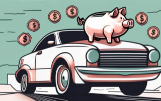 A car with a piggy bank sitting on the hood