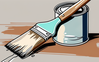 A paintbrush dipped in a can of water-based paint