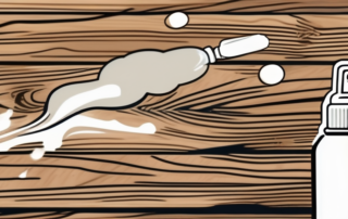 An aerosol can spraying a wooden surface