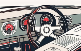 A car dashboard with various service lights illuminated