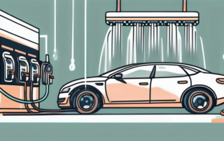 A car going through an automated car wash