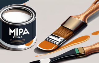 A can of mipa kunstharzlack paint with a paintbrush next to it