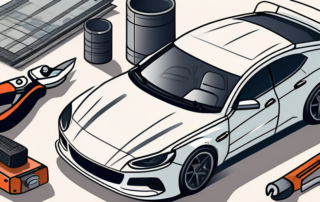 A car repair shop with various tools