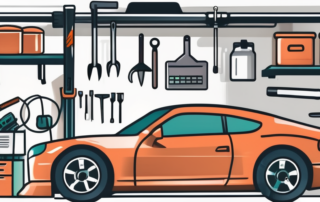 A car garage with various tools