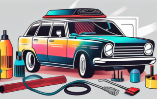 A car with its hood open