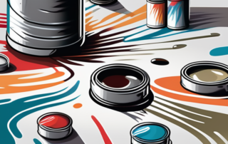 A spray paint can spraying a stream of paint onto a piece of aluminium