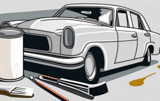 A car partially covered with primer paint