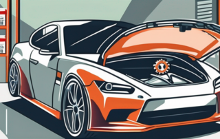 A brake caliper (bremssattel) being painted (lackieren)